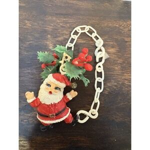 Vintage Santa  on White Plastic Chain 1960's Plastic Kitsch